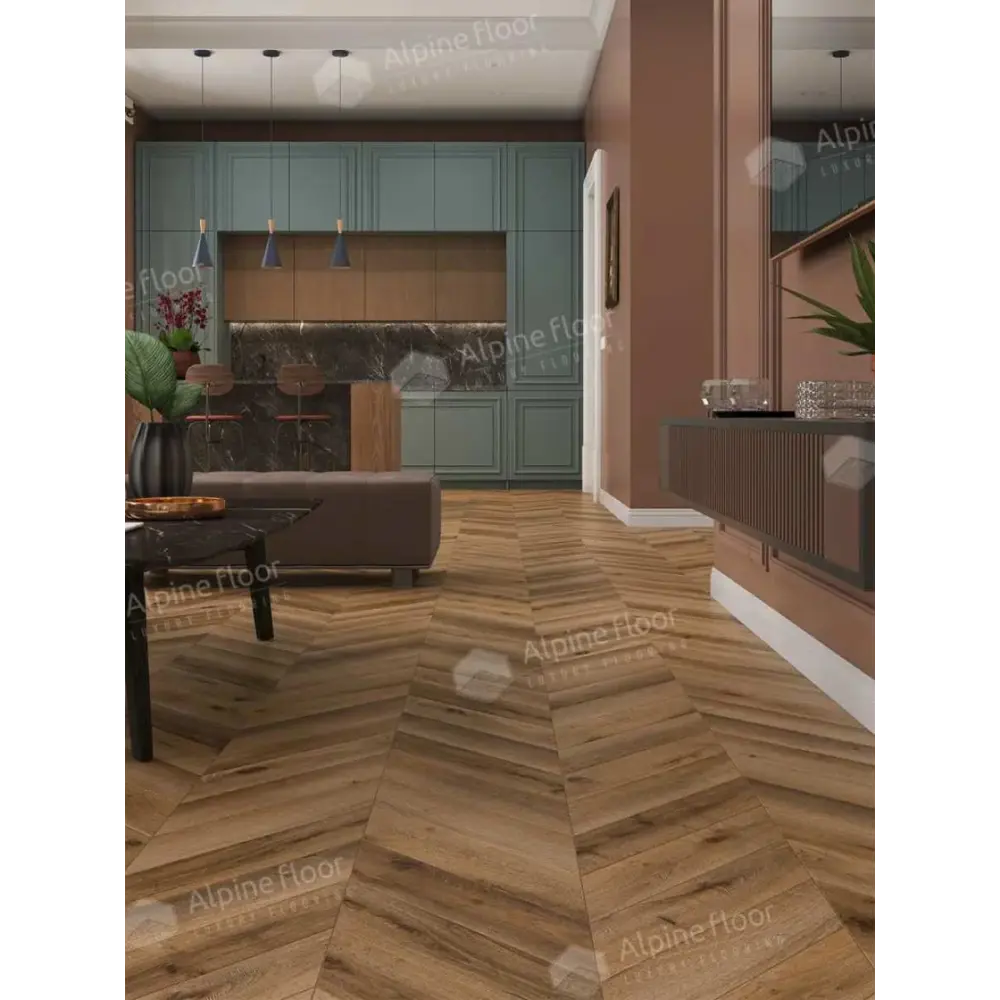 Фото 4 Ламинат Alpine Floor Chevron Art Дуб Эльбрус 34 класс толщина 12 мм с фаской 1.232 м², цена за упаковку Фото 4 Ламинат Alpine Floor Chevron Art Дуб Эльбрус 34 класс толщина 12 мм с фаской 1.232 м², цена за упаковку