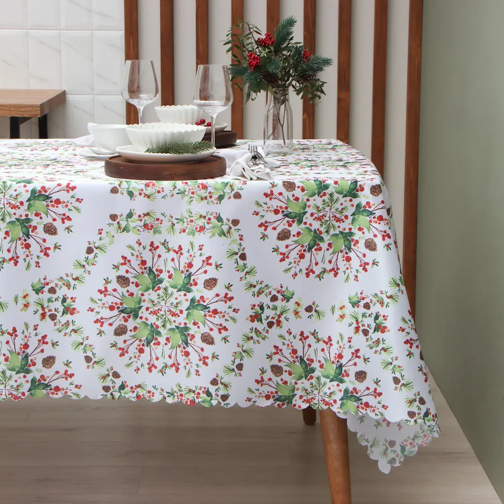Фото Скатерть на стол Доляна 9580632, прямоугольная, 145x220 см, цвет белый