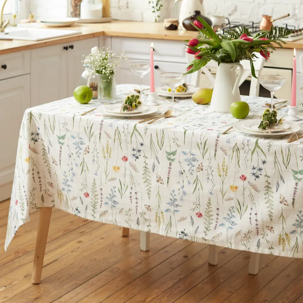 Фото 2 Скатерть на стол Этель Wild flowers круглая 149x110 см цвет разноцветный Фото 2 Скатерть на стол Этель Wild flowers круглая 149x110 см цвет разноцветный