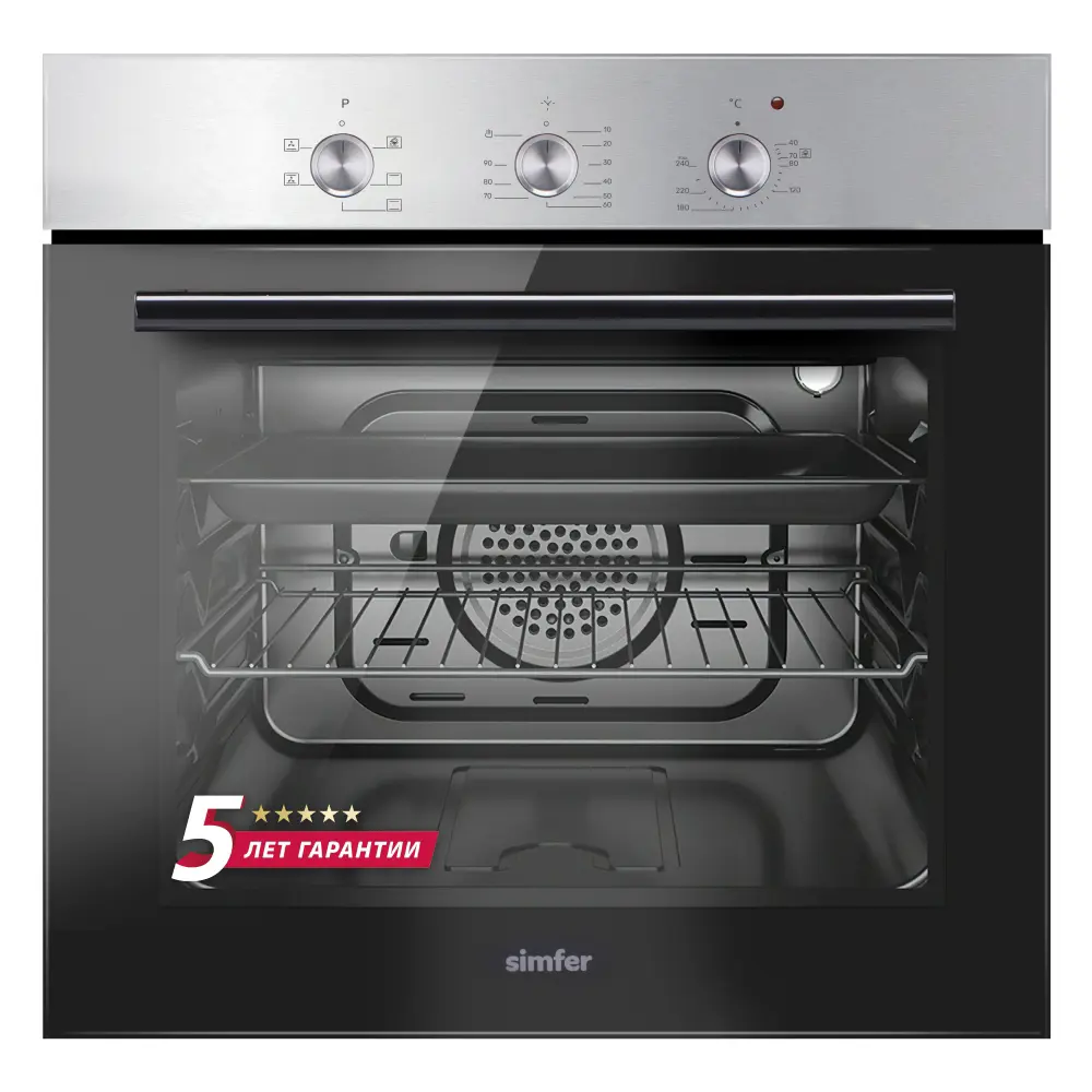 Фото Электрический духовой шкаф Simfer B6EM16001 60x59.5x56.5 см цвет черный/серый металлик Фото Электрический духовой шкаф Simfer B6EM16001 60x59.5x56.5 см цвет черный/серый металлик