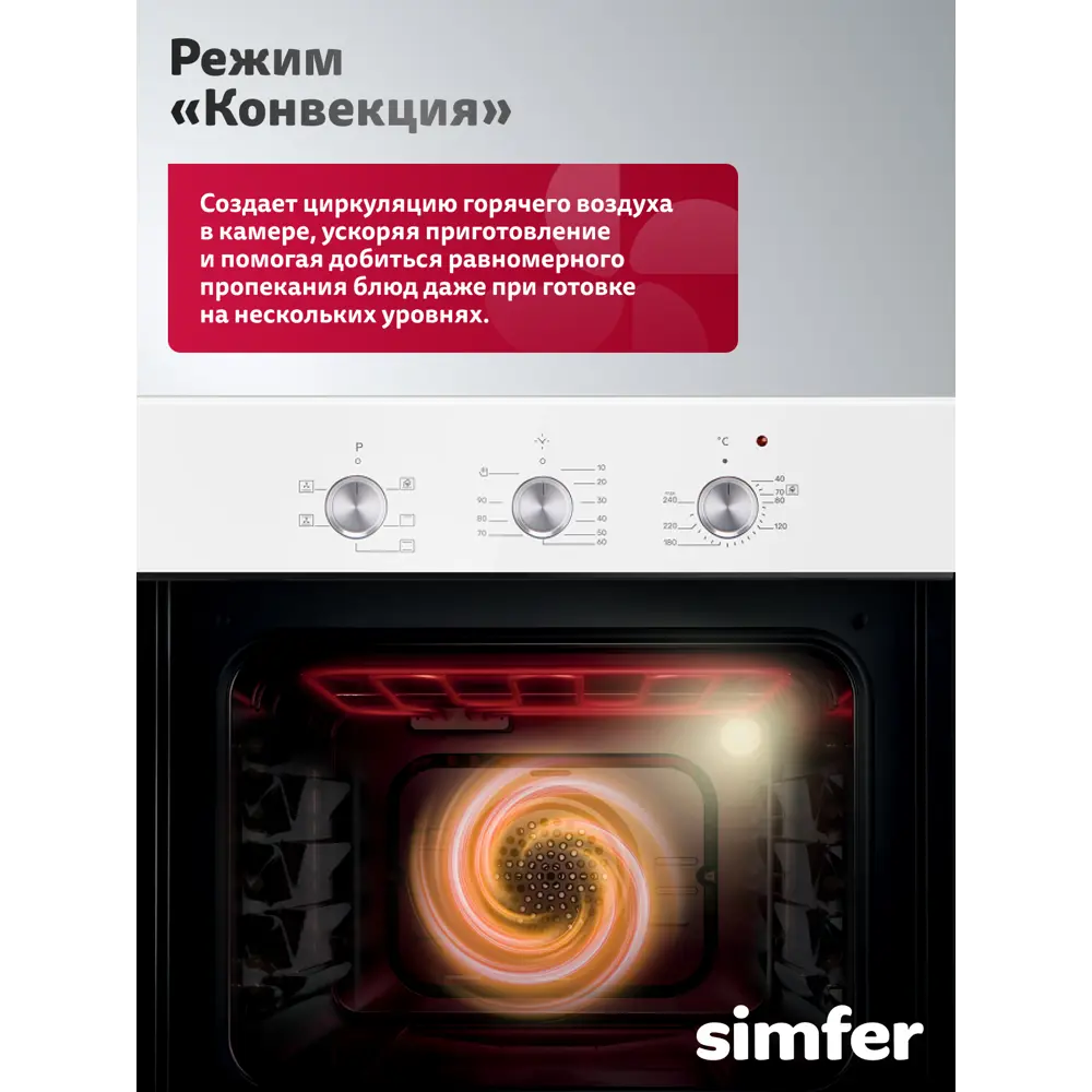Фото 7 Электрический духовой шкаф Simfer B6ew16011 60x59.5x56 см цвет белый/черный