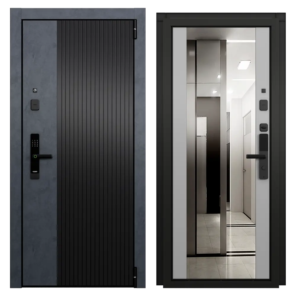 Фото Входная дверь металлическая Протон Скай 95x205 см правая ферро с зеркалом Фото Входная дверь металлическая Протон Скай 95x205 см правая ферро с зеркалом