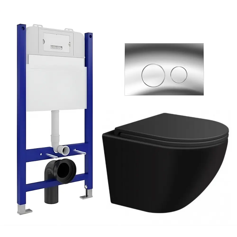 Фото Комплект инсталляции 3 в 1 Enio Tecnico с унитазом SinteSi EVI и кнопка хром Rotondo Фото Комплект инсталляции 3 в 1 Enio Tecnico с унитазом SinteSi EVI и кнопка хром Rotondo