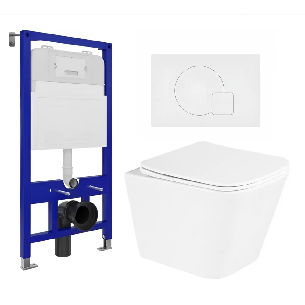 Фото Комплект инсталляции 3 в 1 Enio Tecnico с унитазом BelBagno Due BB3103CHR/SC и кнопка белая матовая Geometria Фото Комплект инсталляции 3 в 1 Enio Tecnico с унитазом BelBagno Due BB3103CHR/SC и кнопка белая матовая Geometria