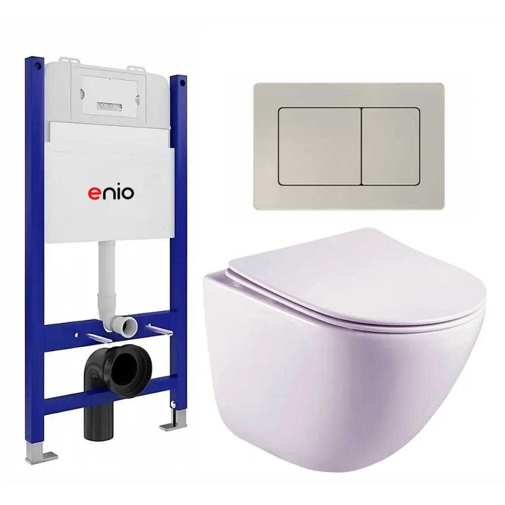Фото Комплект инсталляции 3 в 1 Enio Tecnico с унитазом Esbano Lotus ESUPLOTUW и кнопка матовая сталь Quadro Фото Комплект инсталляции 3 в 1 Enio Tecnico с унитазом Esbano Lotus ESUPLOTUW и кнопка матовая сталь Quadro