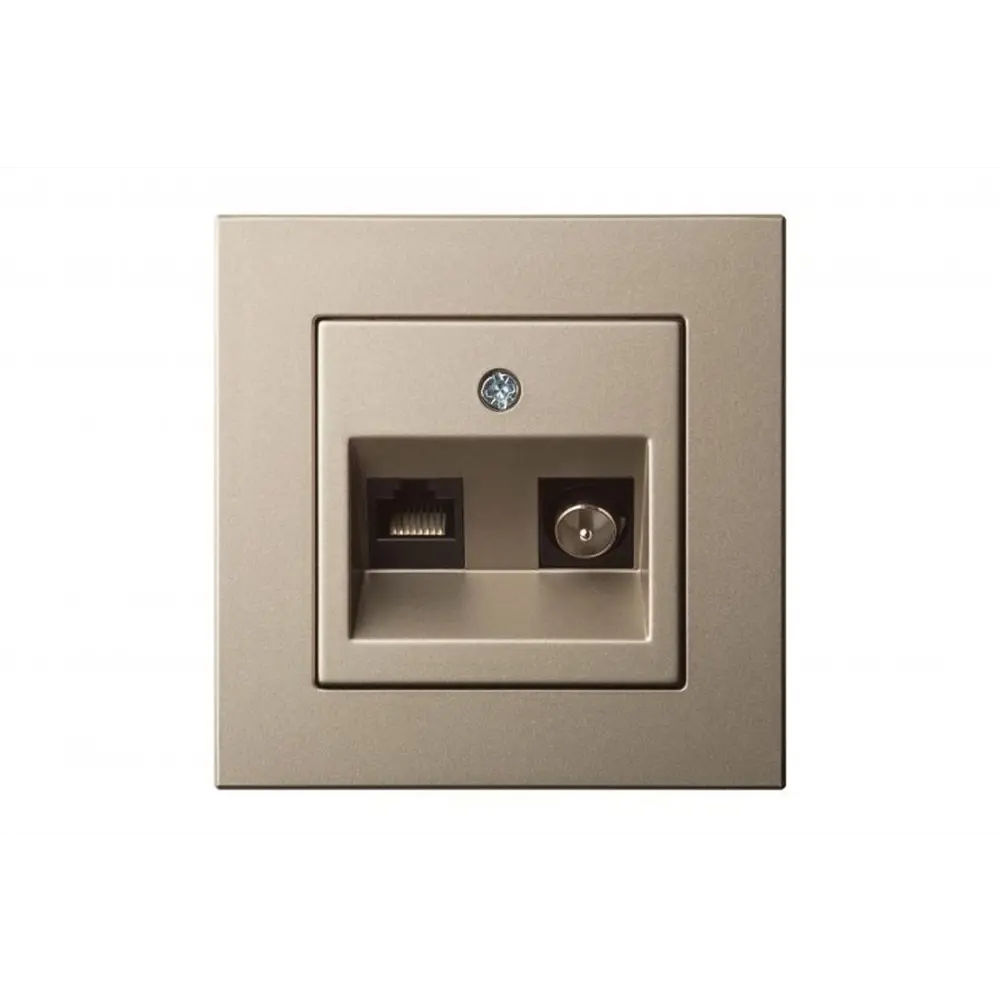 Фото Розетка для телевизора и компьютера встраиваемая Liregus Epsilon 28-315 цвет шампань