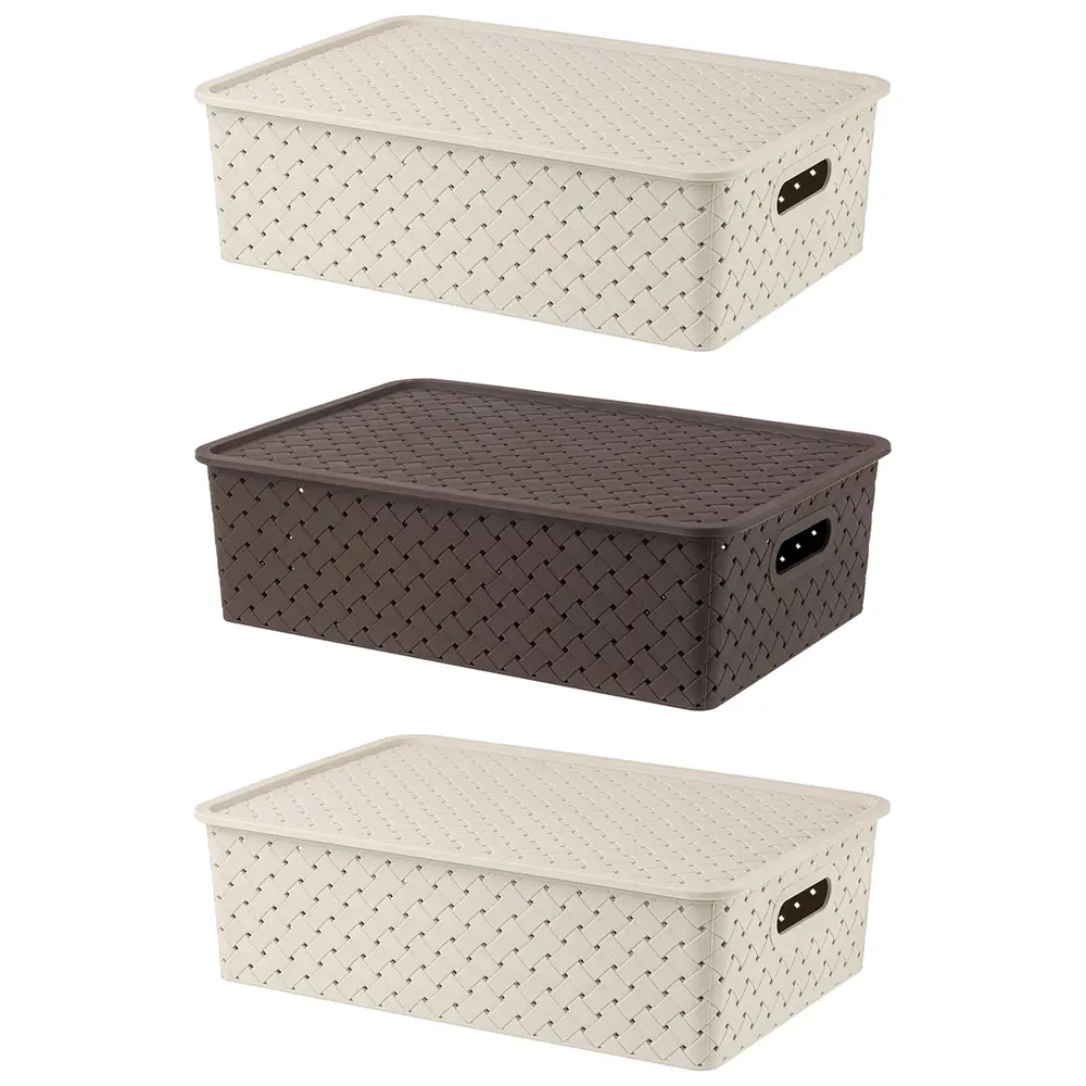 Фото 4 Корзина El Casa 811903_3 24.50x16.50x35.50 см полипропилен цвет темно-коричневый 3 шт Фото 4 Корзина El Casa 811903_3 24.50x16.50x35.50 см полипропилен цвет темно-коричневый 3 шт