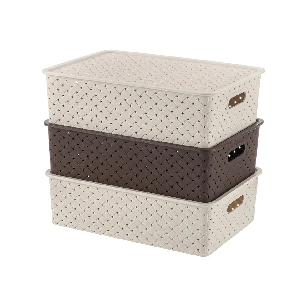 Фото 3 Корзина El Casa 811903_3 24.50x16.50x35.50 см полипропилен цвет темно-коричневый 3 шт Фото 3 Корзина El Casa 811903_3 24.50x16.50x35.50 см полипропилен цвет темно-коричневый 3 шт