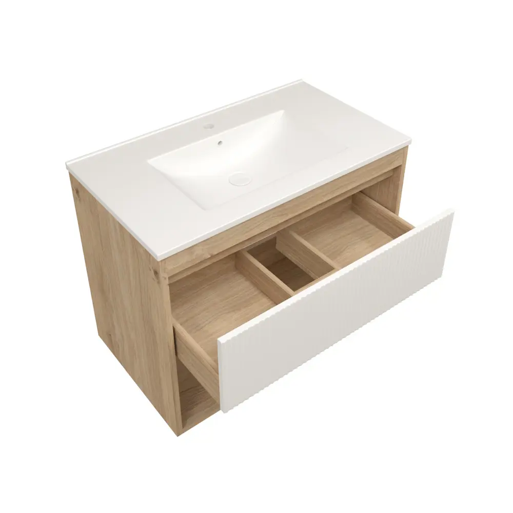 Фото 8 Тумба под раковину подвесная Teymi F16015 80см с раковиной цвет Vitra 80 дуб/белый+ ritta 80 Фото 8 Тумба под раковину подвесная Teymi F16015 80см с раковиной цвет Vitra 80 дуб/белый+ ritta 80