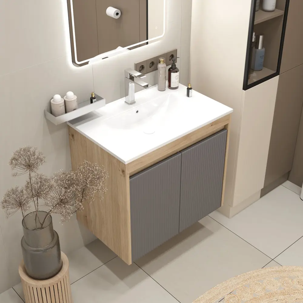 Фото 6 Тумба под раковину подвесная Teymi F16022 70см с раковиной цвет Netta 70 дуб/графит+ ritta 70 Фото 6 Тумба под раковину подвесная Teymi F16022 70см с раковиной цвет Netta 70 дуб/графит+ ritta 70