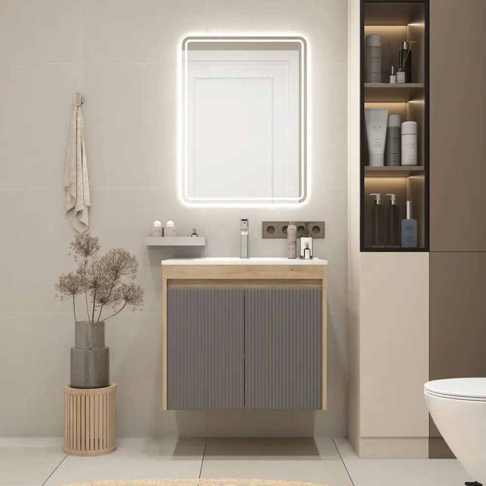 Фото 5 Тумба под раковину подвесная Teymi F16022 70см с раковиной цвет Netta 70 дуб/графит+ ritta 70 Фото 5 Тумба под раковину подвесная Teymi F16022 70см с раковиной цвет Netta 70 дуб/графит+ ritta 70