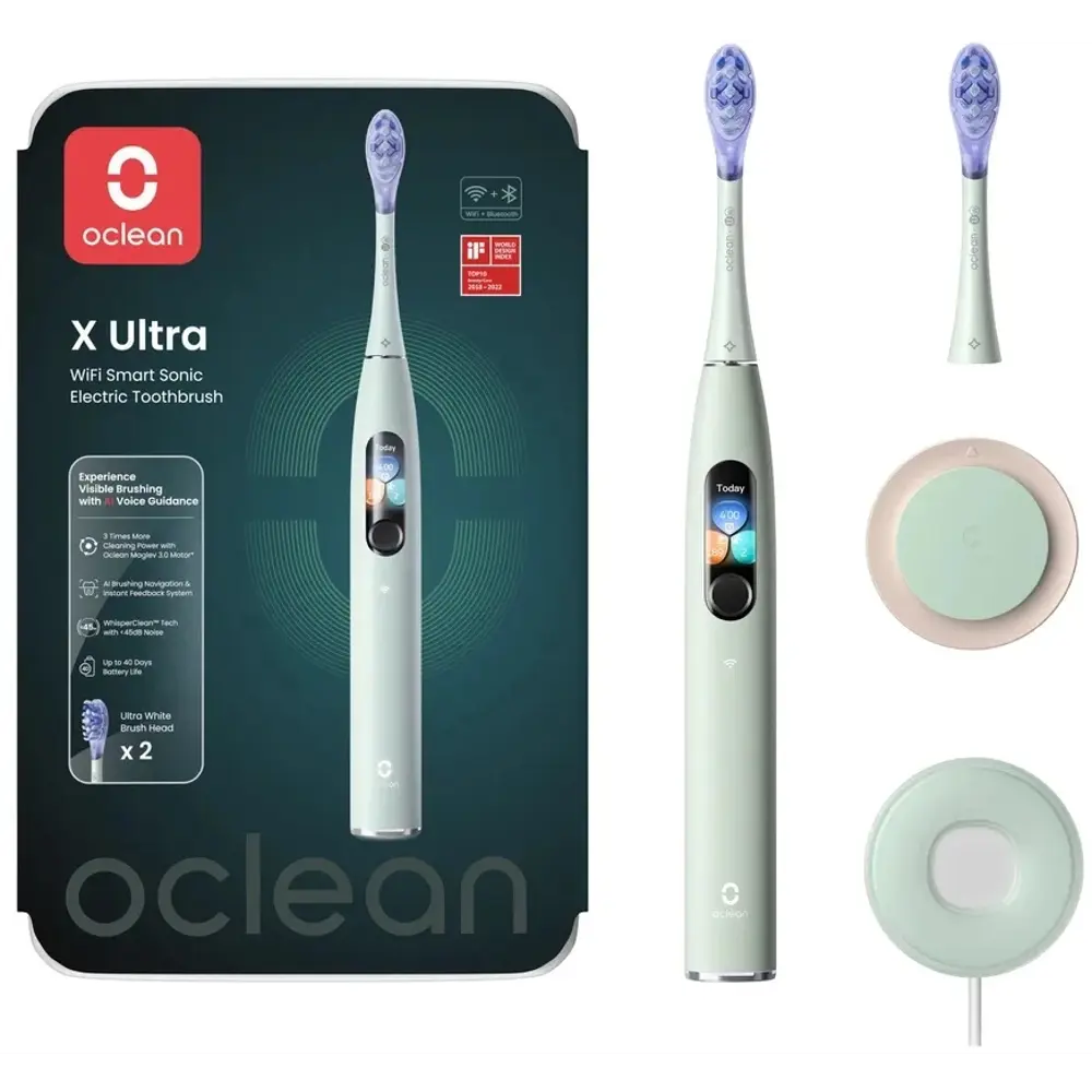 Фото 8 Зубная щетка электрическая Oclean X Ultra V8100 зеленый Фото 8 Зубная щетка электрическая Oclean X Ultra V8100 зеленый