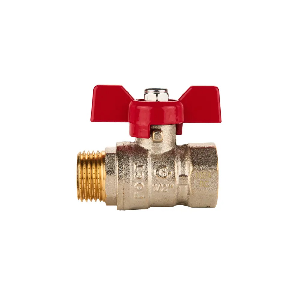 Фото 2 Кран шаровой прямой Sanext 8761 DN15 PN40 1/2" НР латунь ручка бабочка Фото 2 Кран шаровой прямой Sanext 8761 DN15 PN40 1/2" НР латунь ручка бабочка