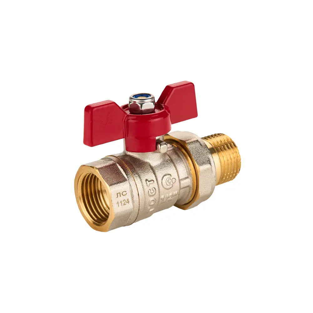 Фото 2 Кран шаровой прямой Sanext 8771 DN15 PN40 1/2" НР латунь ручка бабочка