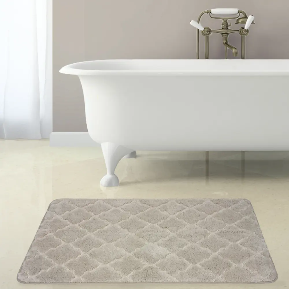 Фото Коврик для ванной Bath Plus Лана 70x120 см цвет бежевый Фото Коврик для ванной Bath Plus Лана 70x120 см цвет бежевый