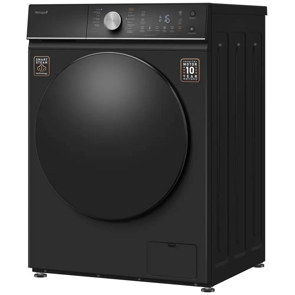 Фото 4 Стиральная машина с сушкой Weissgauff Wmd 61211 d inverter steam matt black 59.5x85x60 см 11 кг цвет черный
