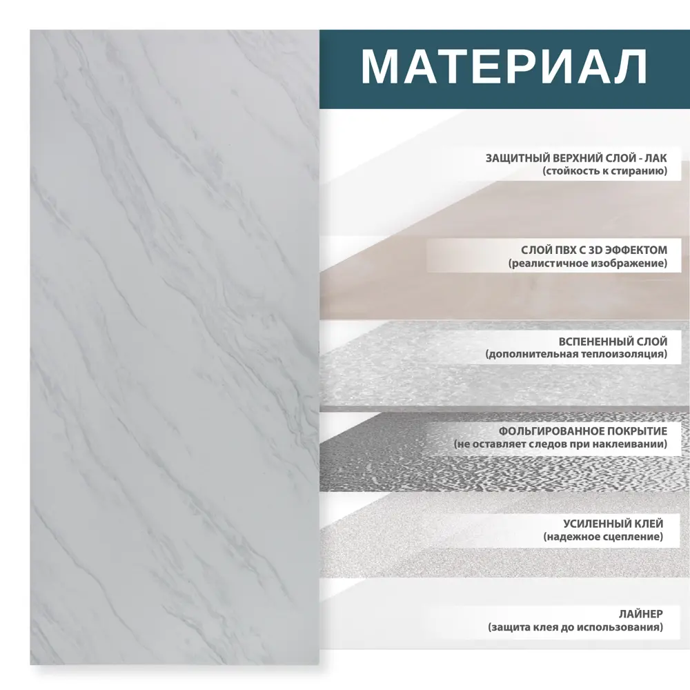 Фото 3 Комплект панелей ПЭТ Grace Мрамор атласный графит 600x300x2мм 1.08м² 6шт Фото 3 Комплект панелей ПЭТ Grace Мрамор атласный графит 600x300x2мм 1.08м² 6шт