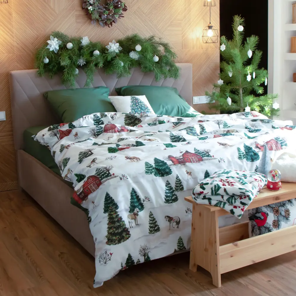 Фото 5 Комплект постельного белья Этель Winter ranch 10385161 хлопок 1.5-спальный наволочки 70 x 70- 2 шт цвет разноцветный