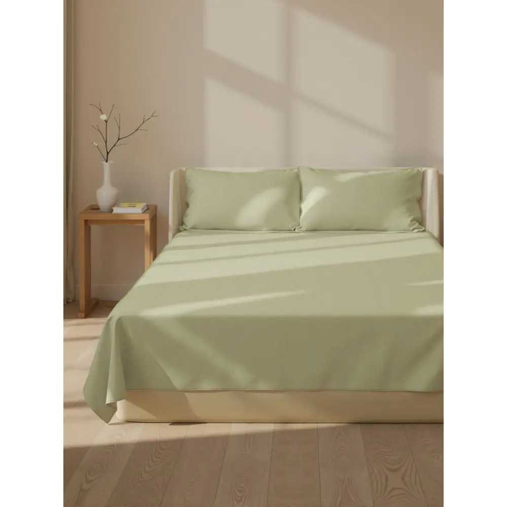 Фото 4 Простыня Sima-land home Modal 10518608 235x240 см хлопок без резинки цвет зеленый