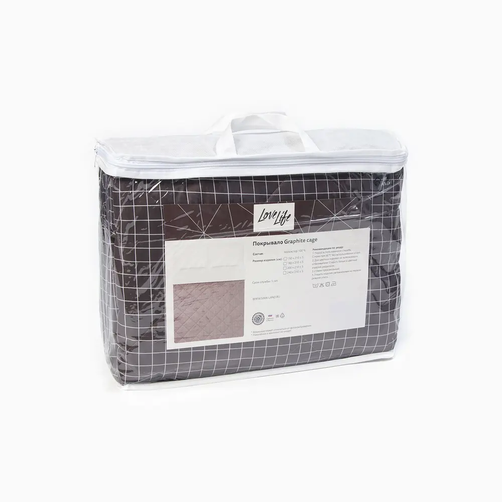 Фото 4 Покрывало Lovelife Graphite cage 200x210 см полиэстер цвет белый, коричневый Фото 4 Покрывало Lovelife Graphite cage 200x210 см полиэстер цвет белый, коричневый