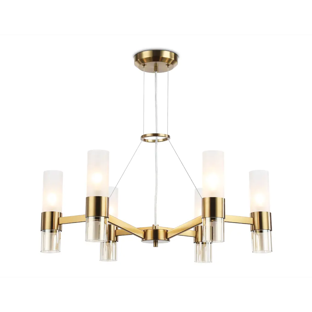 Фото Люстра подвесная Ambrella light High Lh55114 6 ламп 20 м² цвет белый янтарный латунь Фото Люстра подвесная Ambrella light High Lh55114 6 ламп 20 м² цвет белый янтарный латунь