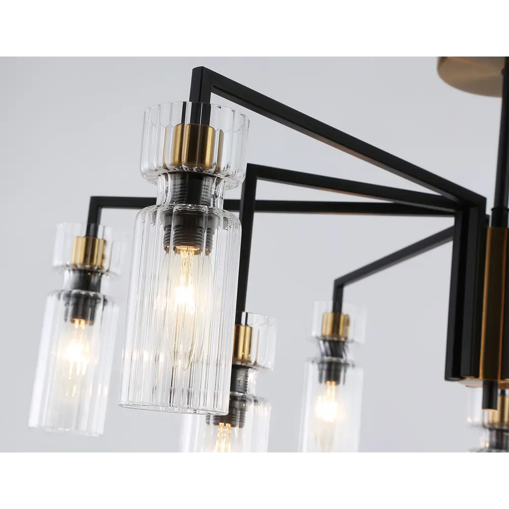 Фото 3 Люстра на штанге Ambrella light High Lh56117 9 ламп 30 м² цвет прозрачный черный латунь