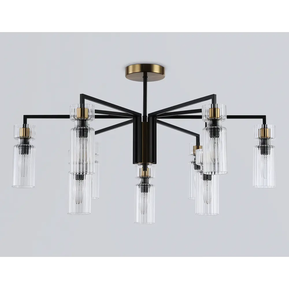 Фото 2 Люстра на штанге Ambrella light High Lh56117 9 ламп 30 м² цвет прозрачный черный латунь