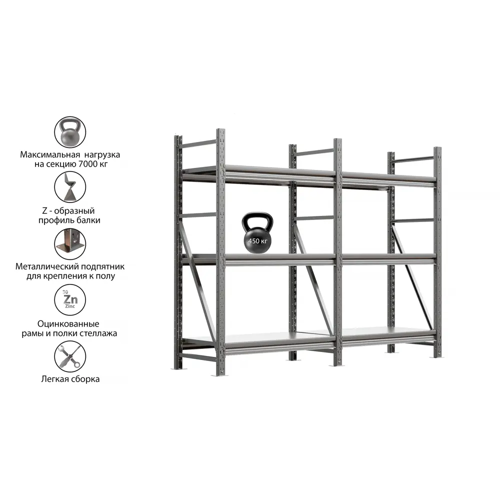 Фото Стеллаж металлический Ironmebel Optimus Pro 260x200x100 см нагрузка до 450 кг металл цвет серый Фото Стеллаж металлический Ironmebel Optimus Pro 260x200x100 см нагрузка до 450 кг металл цвет серый
