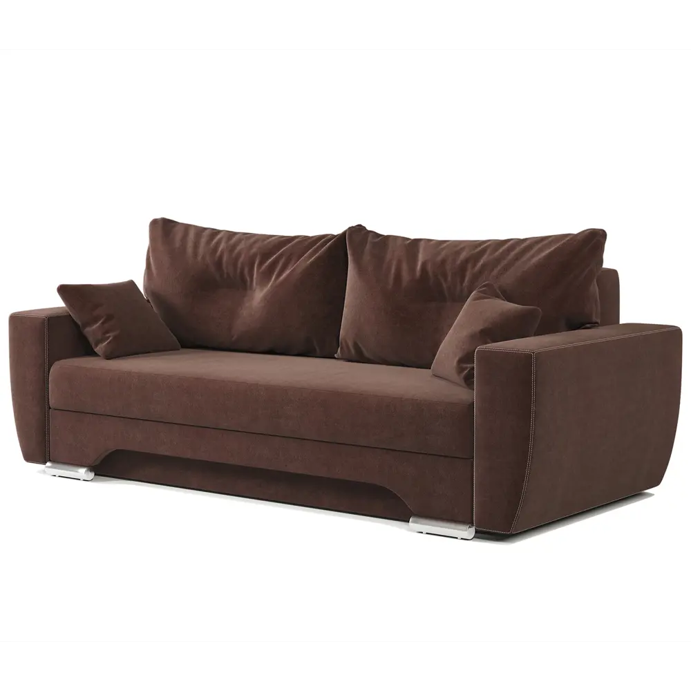 Фото 3 Диван раскладной Гамма ЕвроШаг 235x75x103 см велюр цвет шоколадный
