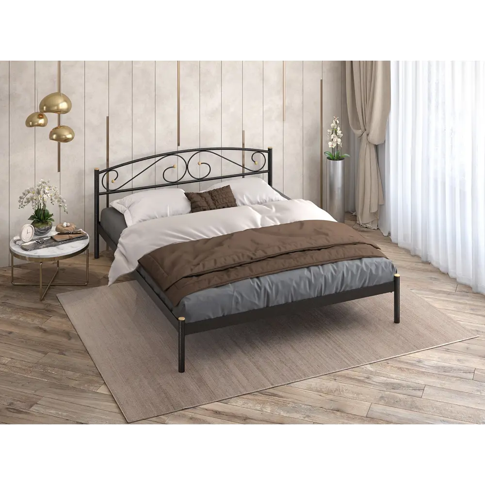 Фото 6 Кровать Стиллмет Оптима 200x120 см металлическое основание цвет черный