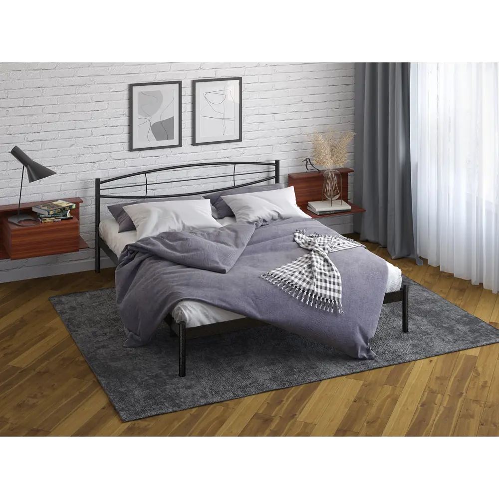 Фото 6 Кровать Стиллмет Аура 200x160 см металлическое основание цвет черный Фото 6 Кровать Стиллмет Аура 200x160 см металлическое основание цвет черный
