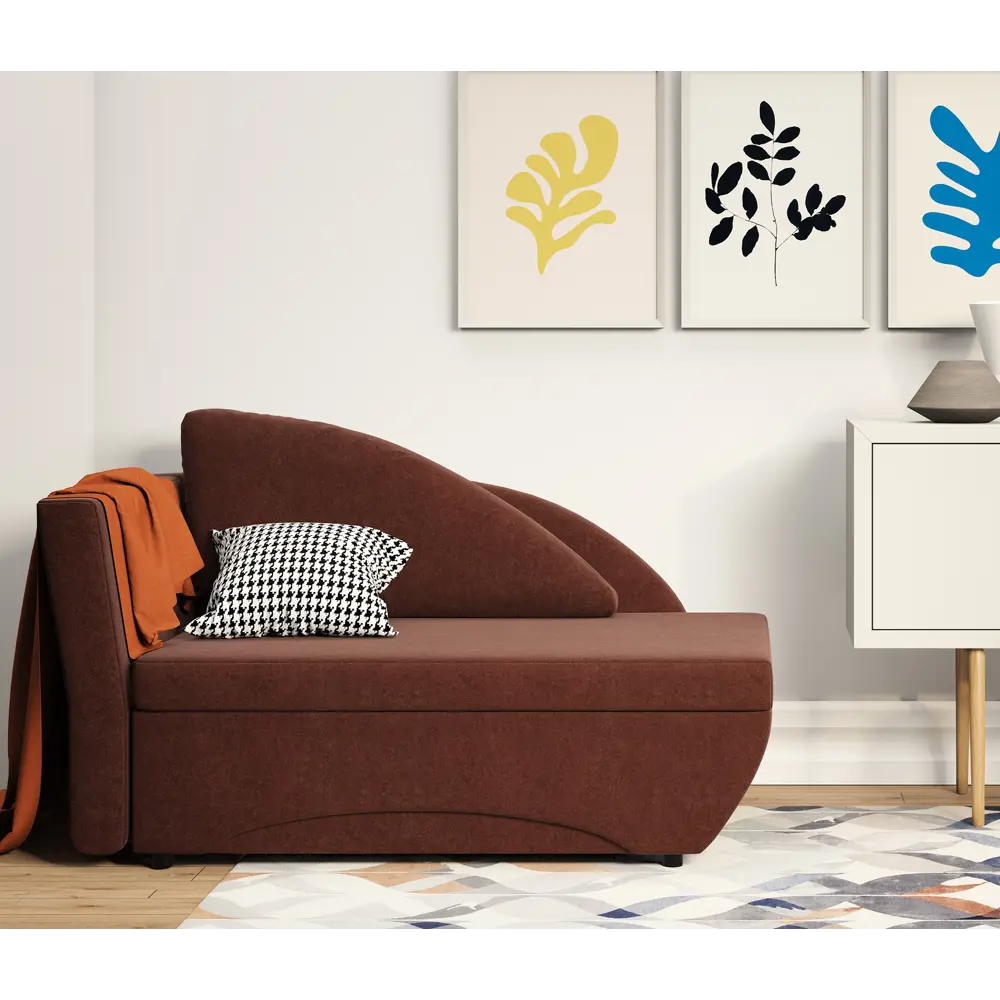 Фото Кушетка Гамма Трио угол левый 152x82x87 см велюр цвет шоколадный Фото Кушетка Гамма Трио угол левый 152x82x87 см велюр цвет шоколадный