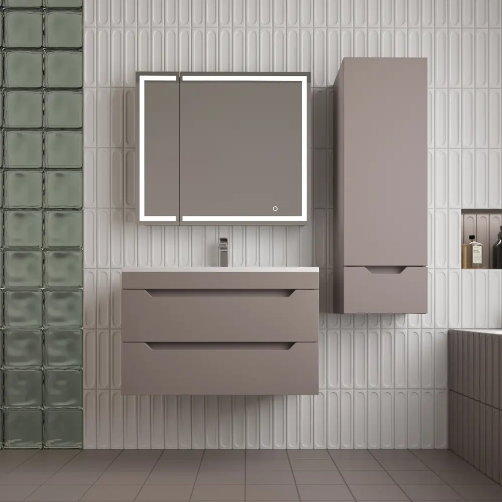 Фото 5 Тумба под раковину подвесная Style line ЛС-00002406 99.8см цвет тауп темный эмаль Фото 5 Тумба под раковину подвесная Style line ЛС-00002406 99.8см цвет тауп темный эмаль