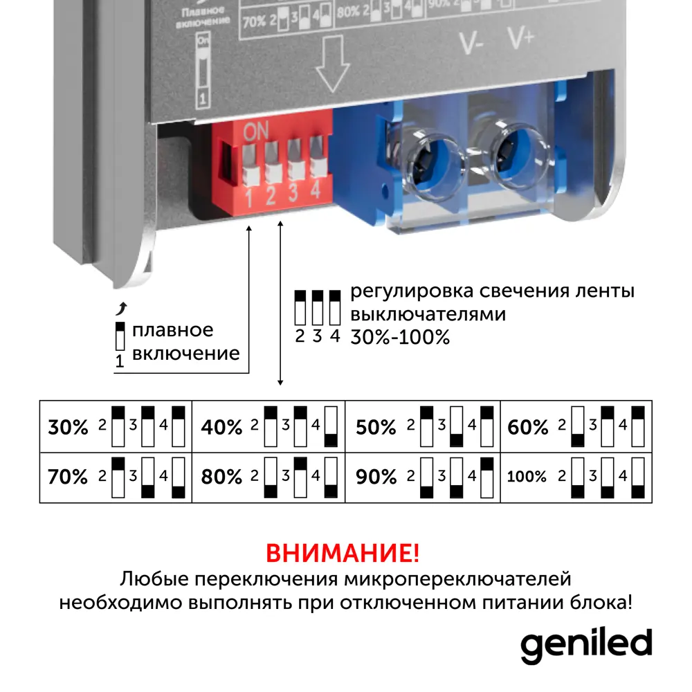 Фото 6 Блок питания Geniled 09105 для светодиодной ленты 24 В 150 Вт IP20 Фото 6 Блок питания Geniled 09105 для светодиодной ленты 24 В 150 Вт IP20