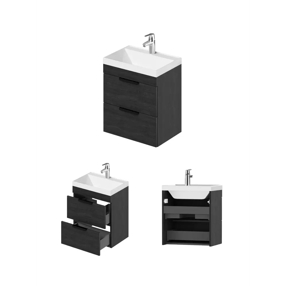 Фото 8 Тумба под раковину подвесная Итана 4657841626034 49см с раковиной цвет Морское дерево карбон Фото 8 Тумба под раковину подвесная Итана 4657841626034 49см с раковиной цвет Морское дерево карбон