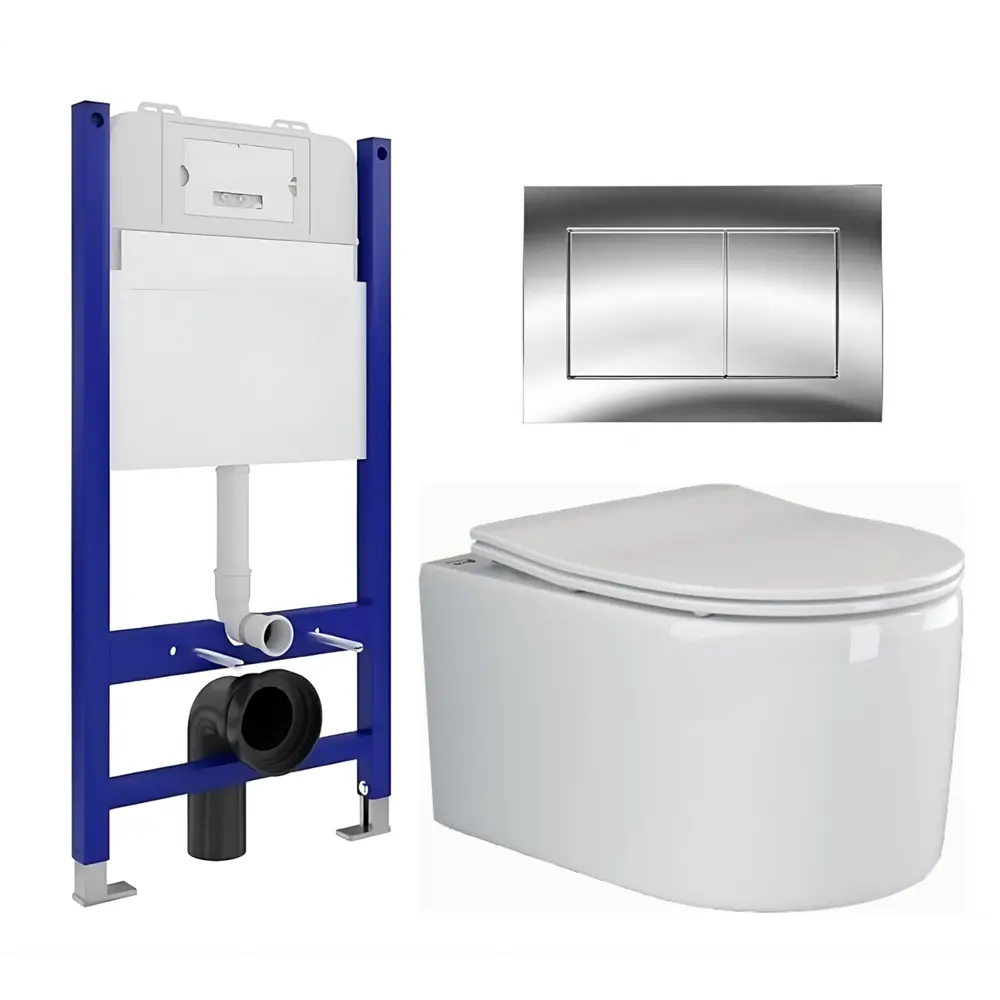 Фото Комплект инсталляции 3 в 1 Enio Tecnico EN8050050 с унитазом подвесным Ceramica Nova Moments CN3003 и кнопка хром Quadro Фото Комплект инсталляции 3 в 1 Enio Tecnico EN8050050 с унитазом подвесным Ceramica Nova Moments CN3003 и кнопка хром Quadro