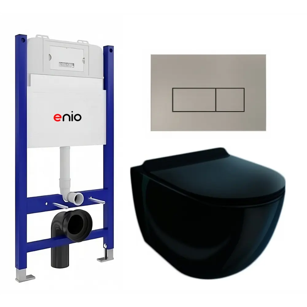 Фото Комплект инсталляции 3 в 1 Enio Tecnico EN8050050 с унитазом подвесным Esbano Garcia ESUPGARCB и кнопка матовая сталь Rettangolo Фото Комплект инсталляции 3 в 1 Enio Tecnico EN8050050 с унитазом подвесным Esbano Garcia ESUPGARCB и кнопка матовая сталь Rettangolo