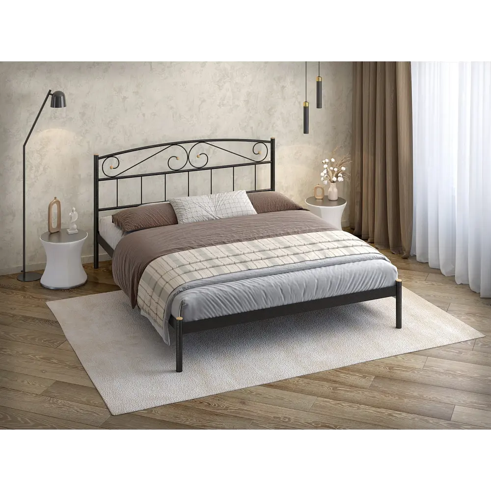 Фото 6 Кровать Стиллмет Никса 200x140 см металлическое основание цвет черный Фото 6 Кровать Стиллмет Никса 200x140 см металлическое основание цвет черный