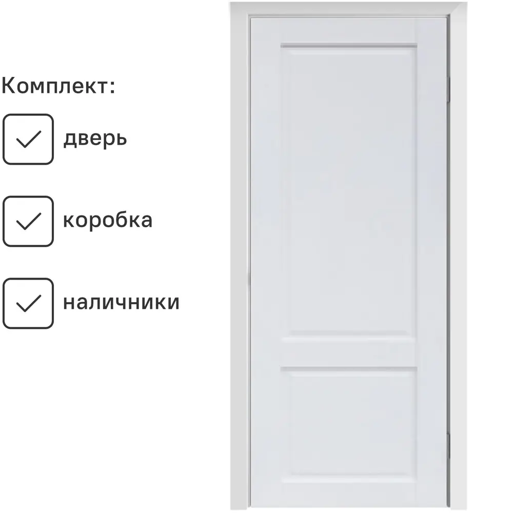 Фото Комплект межкомнатной двери Citydoors Лайт-2 глухая 200x60см ПВХ цвет белый с коробом и наличниками Фото Комплект межкомнатной двери Citydoors Лайт-2 глухая 200x60см ПВХ цвет белый с коробом и наличниками