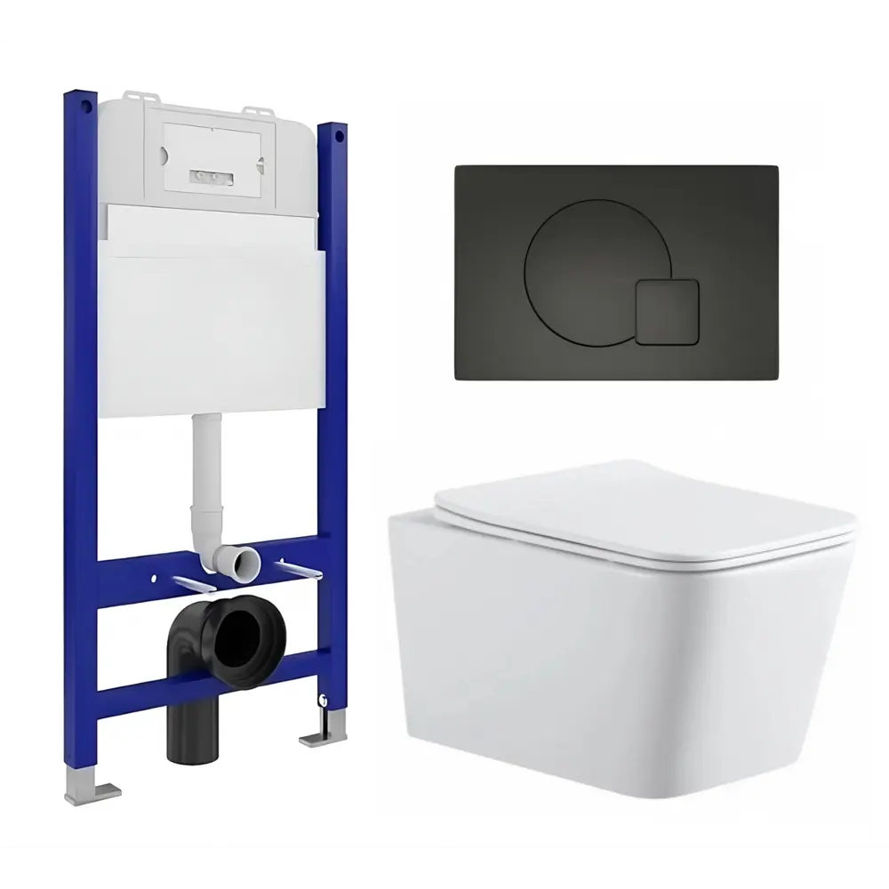 Фото Комплект инсталляции 3 в 1 Enio Tecnico EN8050050 с подвесным унитазом SinteSi BALTI и кнопка черная матовая Geometria Фото Комплект инсталляции 3 в 1 Enio Tecnico EN8050050 с подвесным унитазом SinteSi BALTI и кнопка черная матовая Geometria