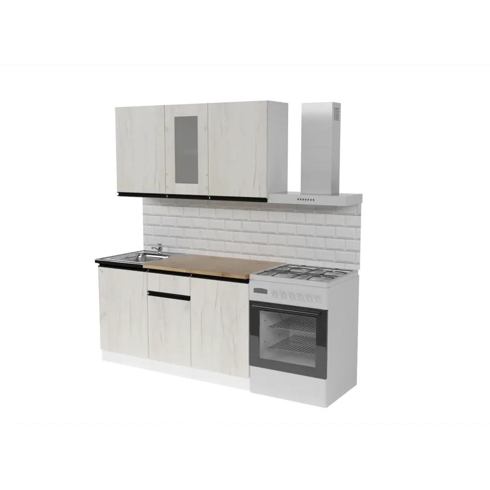 Фото 2 Кухонный гарнитур Медиум/амели Герда Амели медиум 140x217x60 см ЛДСП цвет беленый дуб / белый