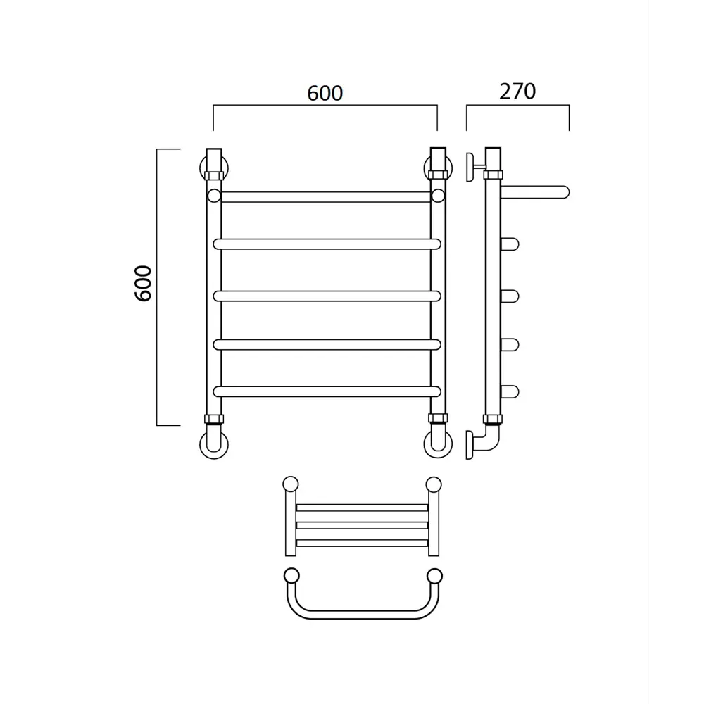 Фото 3 Полотенцесушитель водяной лесенка Роснерж L102100 600x630 мм универсальная подводка нержавеющая сталь цвет серебристый Фото 3 Полотенцесушитель водяной лесенка Роснерж L102100 600x630 мм универсальная подводка нержавеющая сталь цвет серебристый
