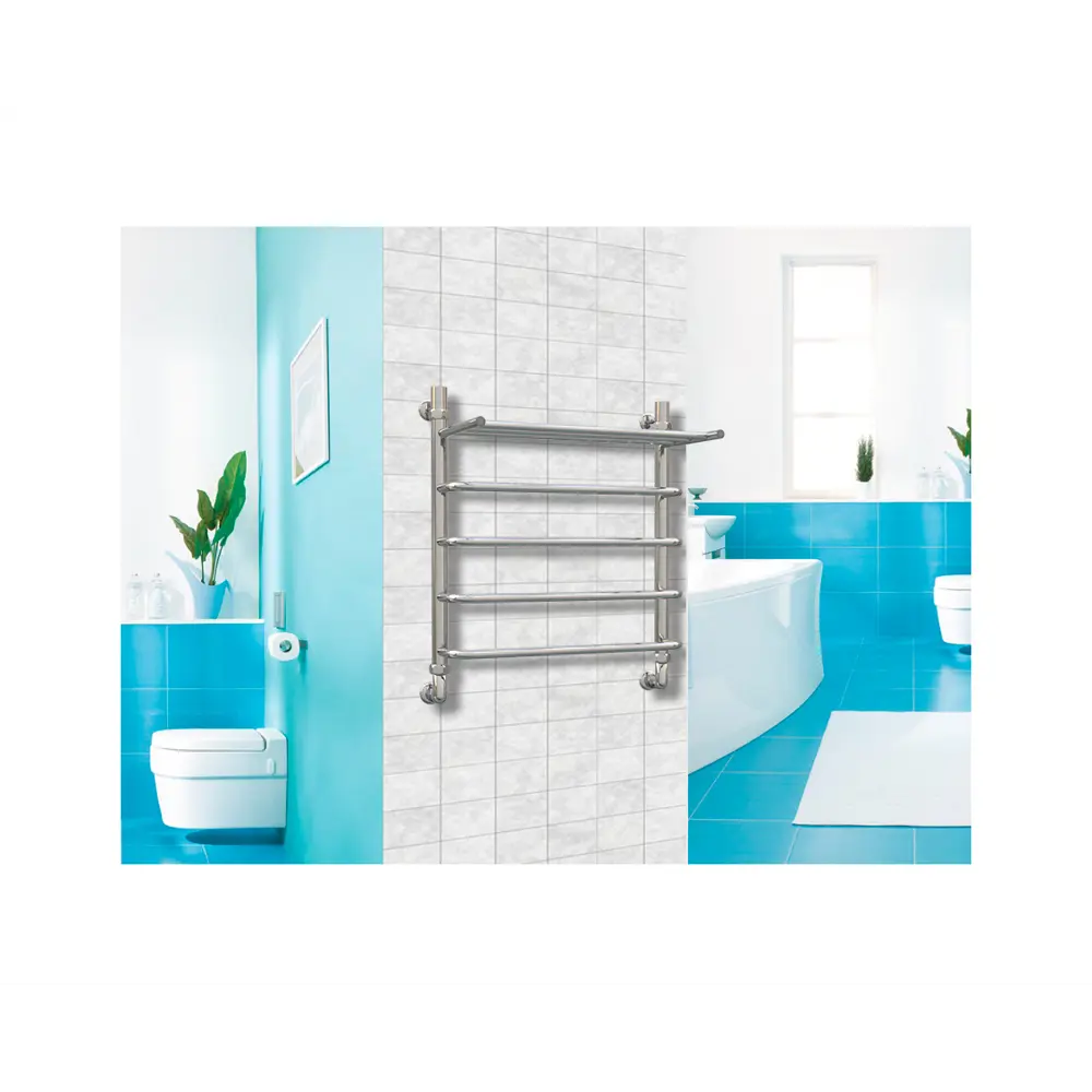 Фото 2 Полотенцесушитель водяной лесенка Роснерж L102100 600x630 мм универсальная подводка нержавеющая сталь цвет серебристый Фото 2 Полотенцесушитель водяной лесенка Роснерж L102100 600x630 мм универсальная подводка нержавеющая сталь цвет серебристый