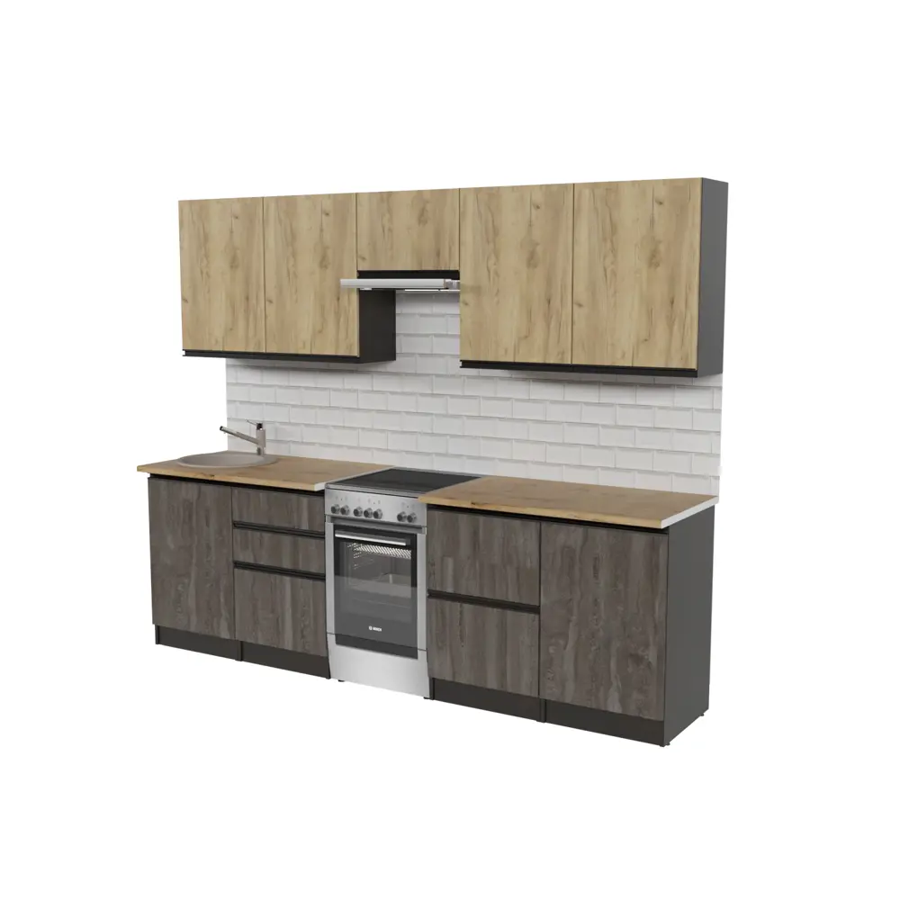 Фото Кухонный гарнитур Мега/адажио Герда Адажио мега 2500 мм 250x217x60 см ЛДСП цвет бетон графит