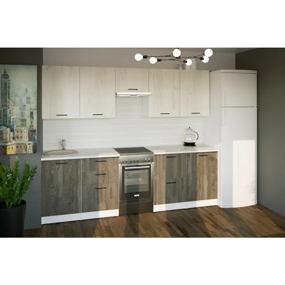 Фото 2 Кухонный гарнитур Мега/сиена Герда Сиена мега 2500 мм 250x217x60 см ЛДСП цвет бетон Фото 2 Кухонный гарнитур Мега/сиена Герда Сиена мега 2500 мм 250x217x60 см ЛДСП цвет бетон