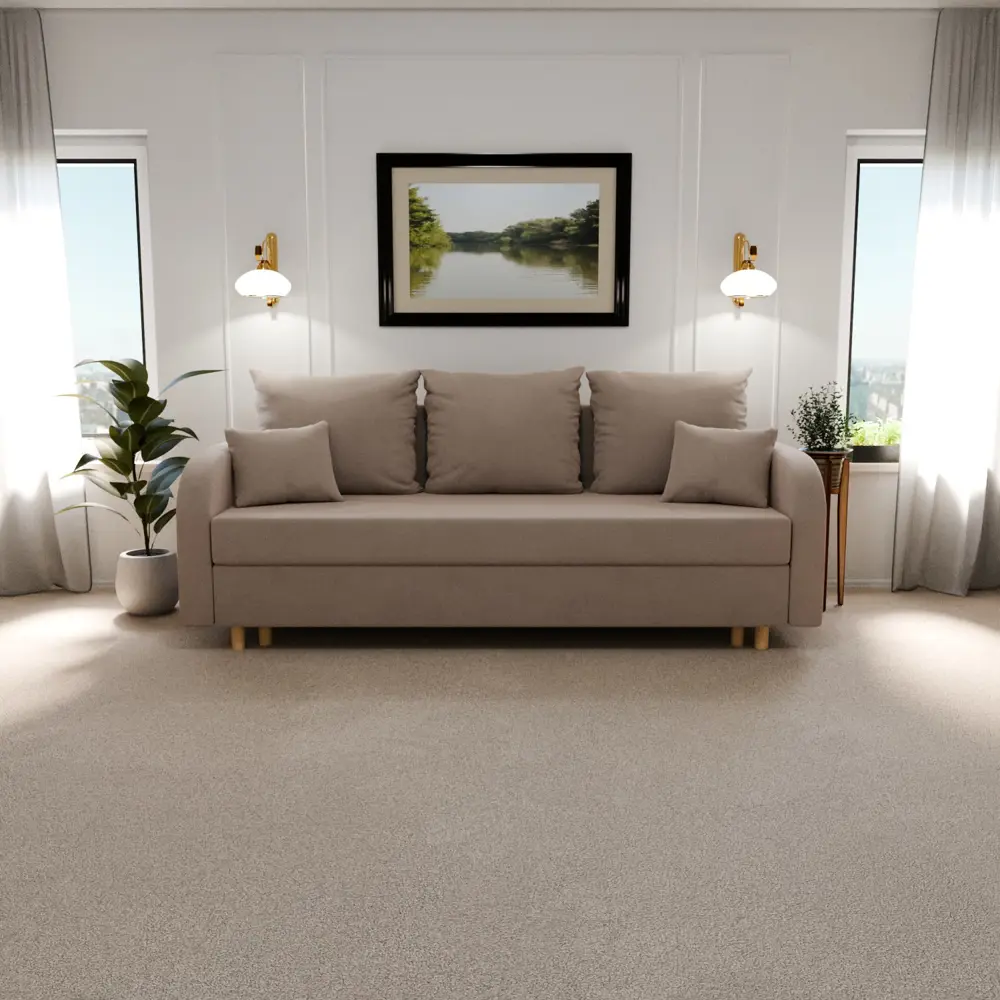 Фото 2 Раскладной диван Yorcom Валенсия_7 220x80x100 см велюр цвет бежевый Фото 2 Раскладной диван Yorcom Валенсия_7 220x80x100 см велюр цвет бежевый