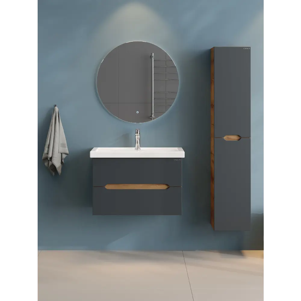 Фото Тумба под раковину подвесная Onika 108064 79см цвет графит/дуб крафт золотой Фото Тумба под раковину подвесная Onika 108064 79см цвет графит/дуб крафт золотой