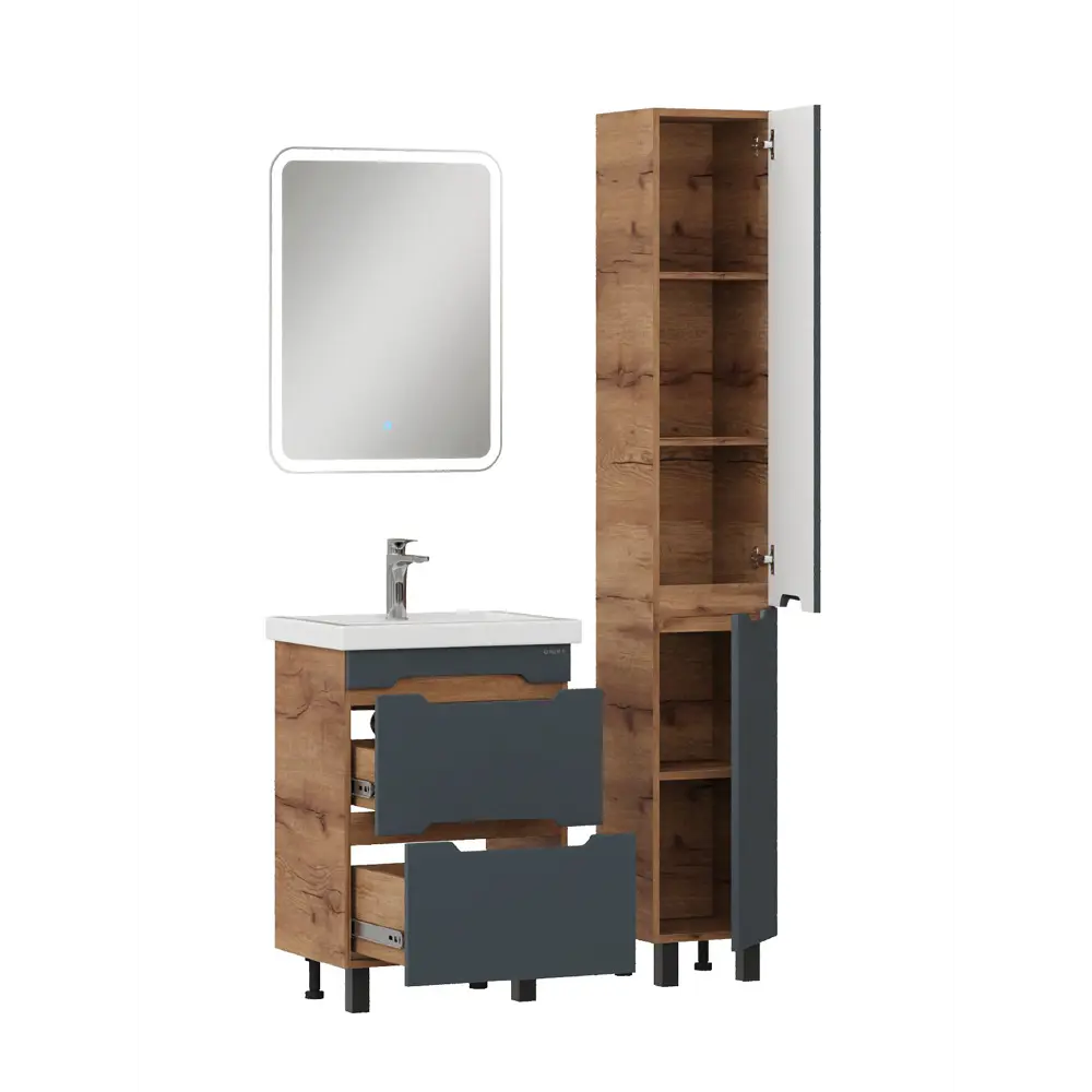 Фото 10 Тумба под раковину напольная Onika 105042 46.5см цвет графит/дуб крафт золотой Фото 10 Тумба под раковину напольная Onika 105042 46.5см цвет графит/дуб крафт золотой