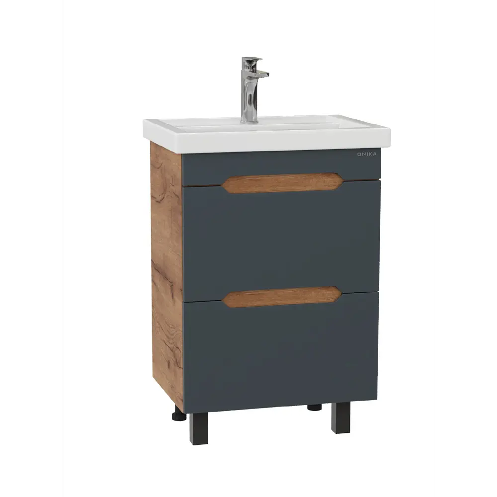 Фото 6 Тумба под раковину напольная Onika 105042 46.5см цвет графит/дуб крафт золотой Фото 6 Тумба под раковину напольная Onika 105042 46.5см цвет графит/дуб крафт золотой
