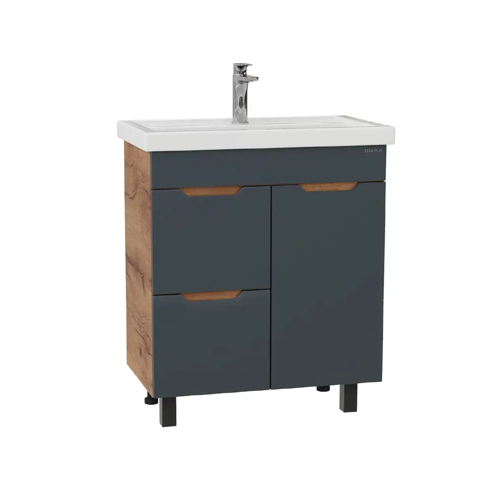 Фото 7 Тумба под раковину напольная Onika 107069 66.2см цвет графит/дуб крафт золотой